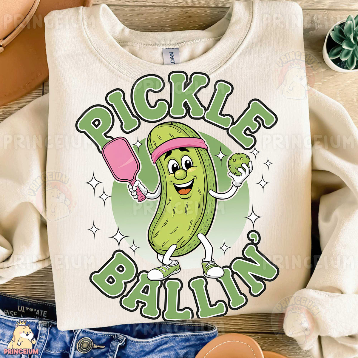 a pickle ball shirt with a pickle on it